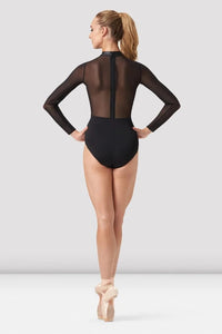 Arcacia Leather Look Long Sleeve Zipper Back Leotard