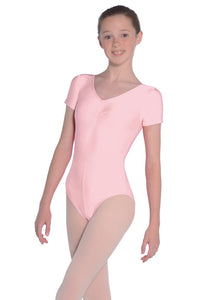 Pink Girls and Ladies Short Sleeved Leotard