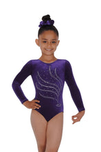 Load image into Gallery viewer, Tiara Crystal Motif Long Sleeved Gymnastics Leotard
