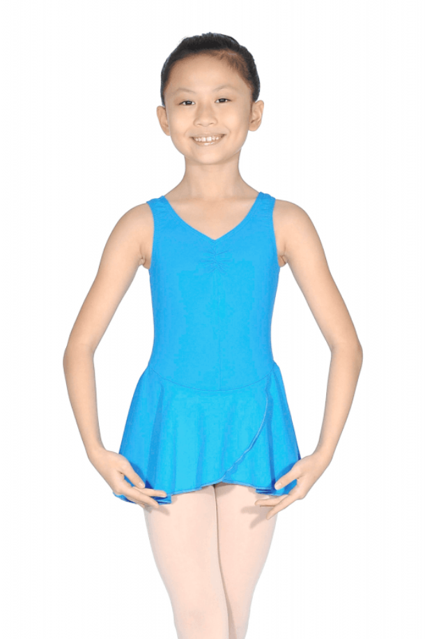 Teal Girls Sleeveless Skirted Leotard